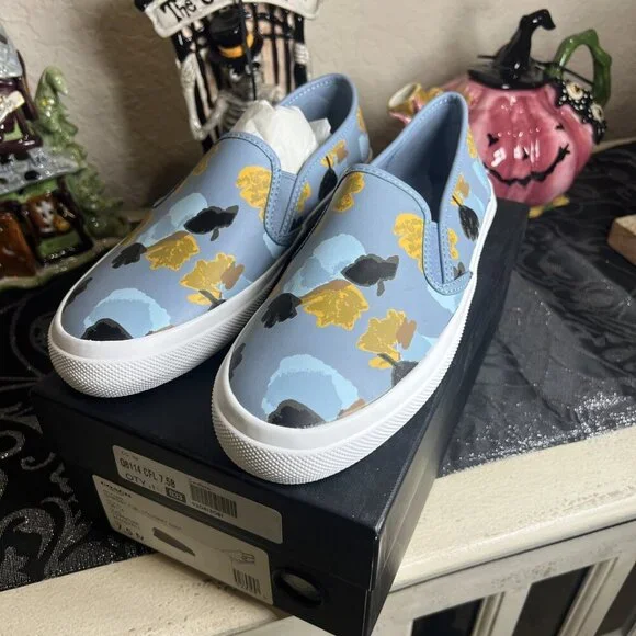 Coach Chrissy Floral Cornflower Leather Slip on Sneakers Size 7.5M - Picture 1 of 11